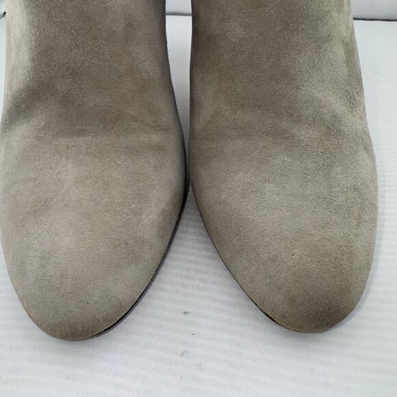 Jimmy Choo Taupe Suede Ankle Booties 37.5 (7.5US) High Heel Stiletto Zip Italy - Picture 13 of 15